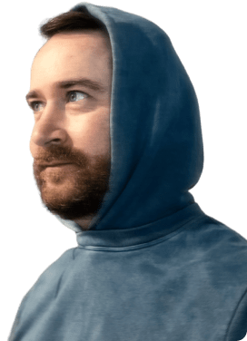 portrait of Ryan wearing a blue hoodie